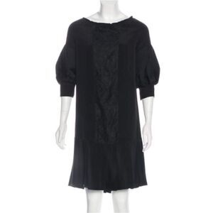 DVF Black Silk Elsita Wide Stretch Neck Dress Size 2